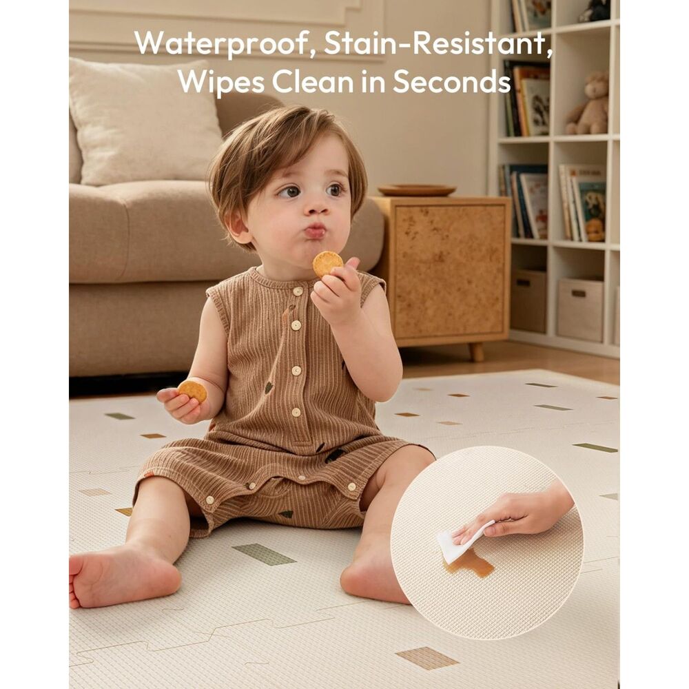 NEW Baby Play Mat 6 Interlocking Jigsaw Foam Tiles 44" x 66" Reversible 2 Images - Picture 4 of 9